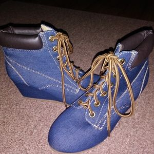 Brand New Denim Wedges